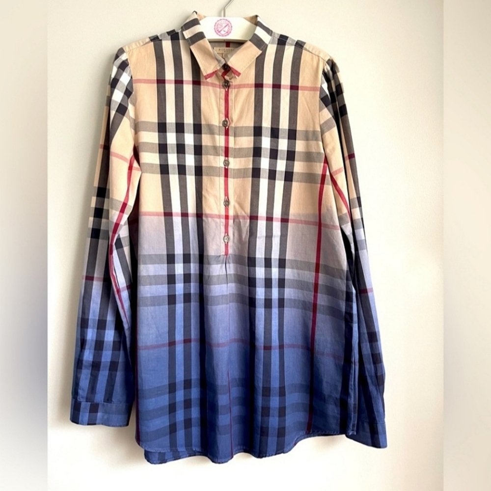Burberry Ombré Womens Long Sleeves Dress Shirt/Tunic - Picture 1 of 3